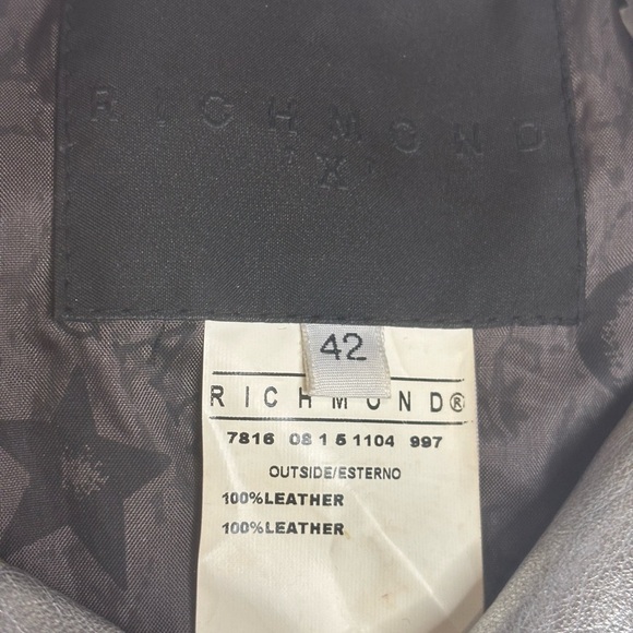 JOHN RICHMOND RICHMOND X Leather Metallic Cropped Moto Jacket SZ 42 - Picture 3 of 10